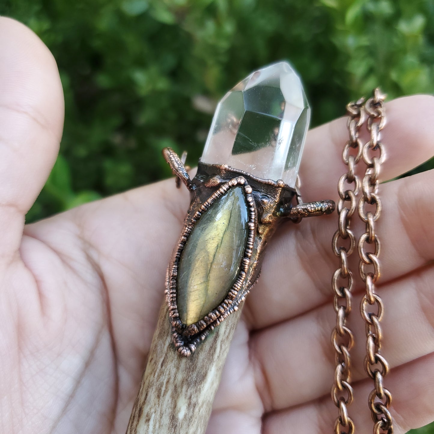 Labradorite and Quartz Antler #2