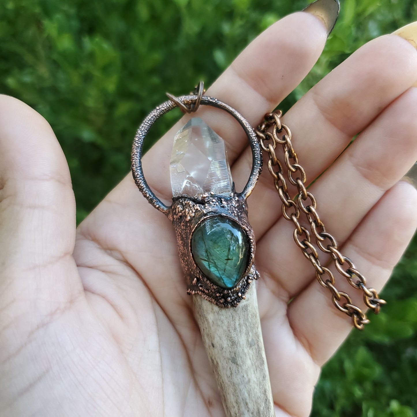 Labradorite and Quartz Antler #1