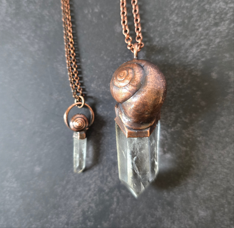 Snail Shell & Quartz Necklaces - From the Garden