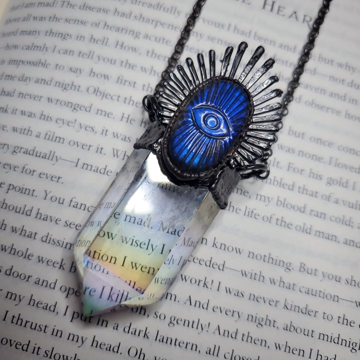 EVIL EYE COLLECTION - Labradorite and Angel Aura Quartz Necklace