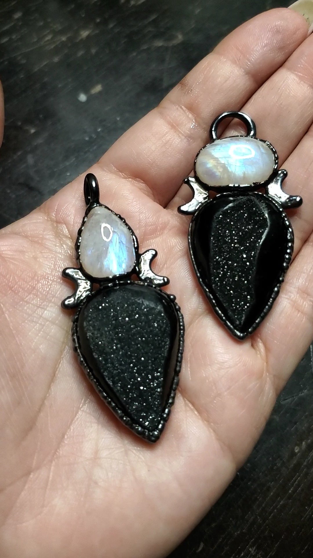 Moonstone and Druzy Necklace
