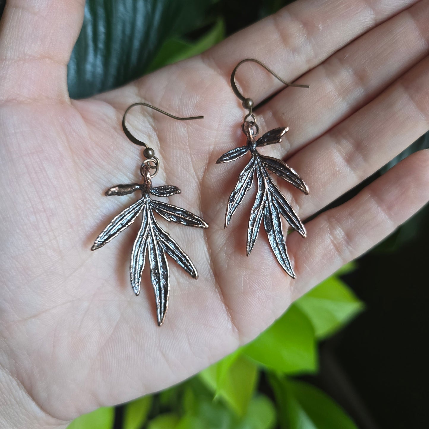 Real Mugwort Leaf Earrings - From the Garden II