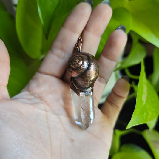 Snail Shell & Quartz Necklaces - From the Garden