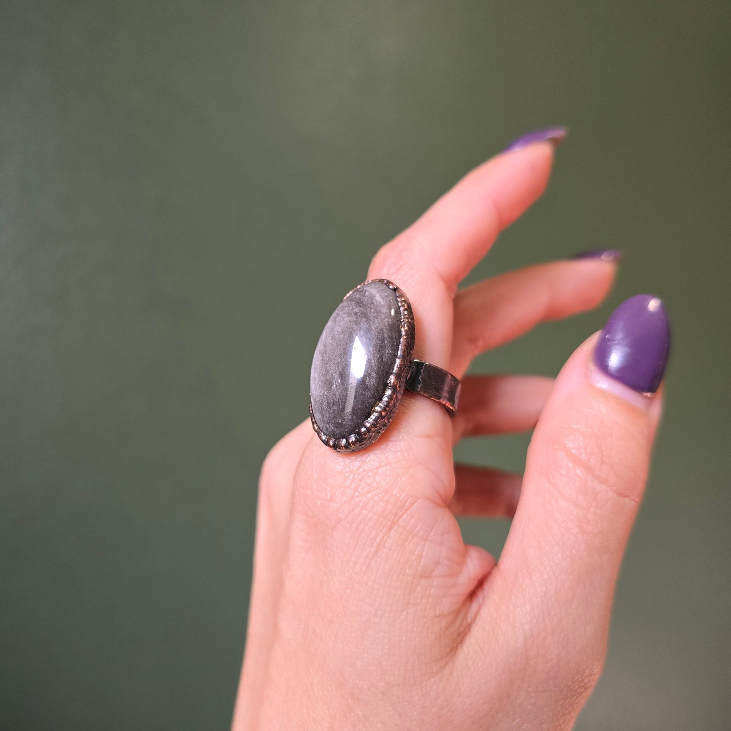 Silversheen Obsidian Ring