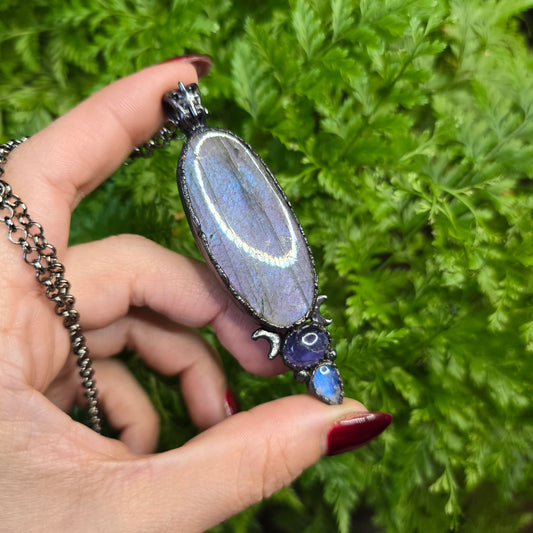 Labradorite, Iolite, & Moonstone Necklace