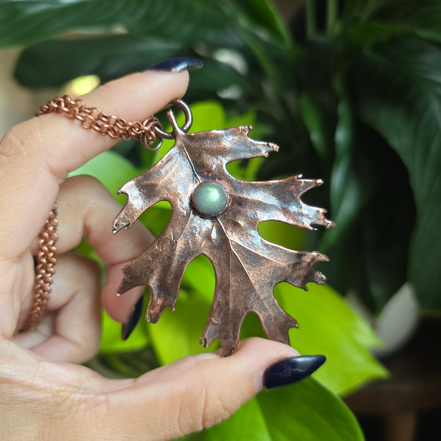 Labradorite & Real Leaf Necklaces - From the Garden II