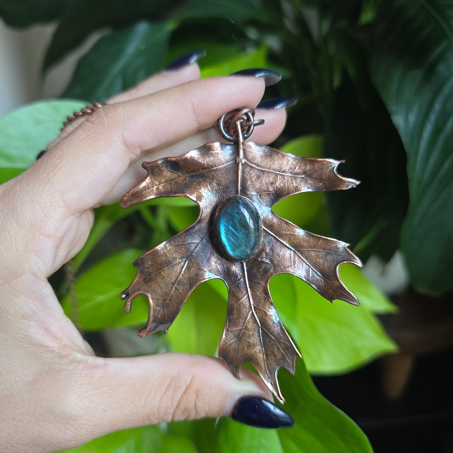 Labradorite & Real Leaf Necklaces - From the Garden II