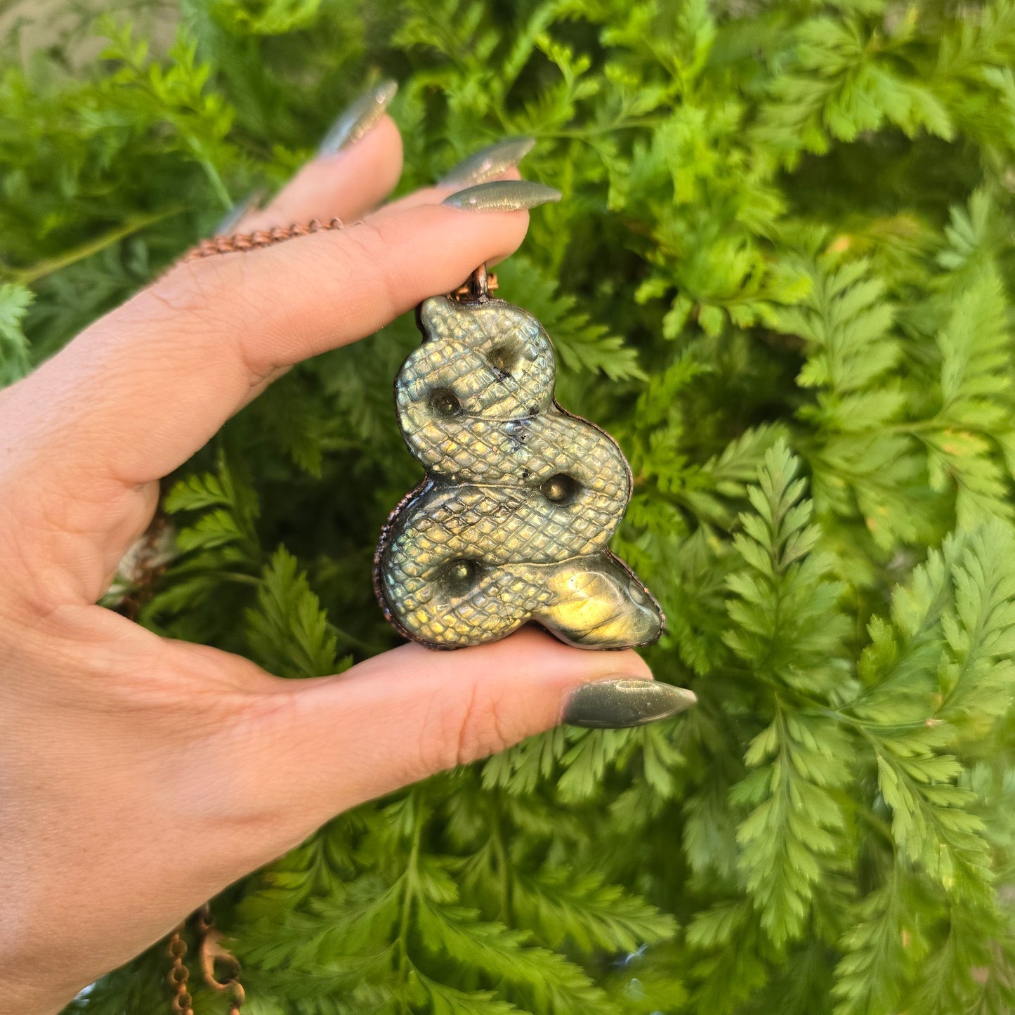 Carved Labradorite Snake