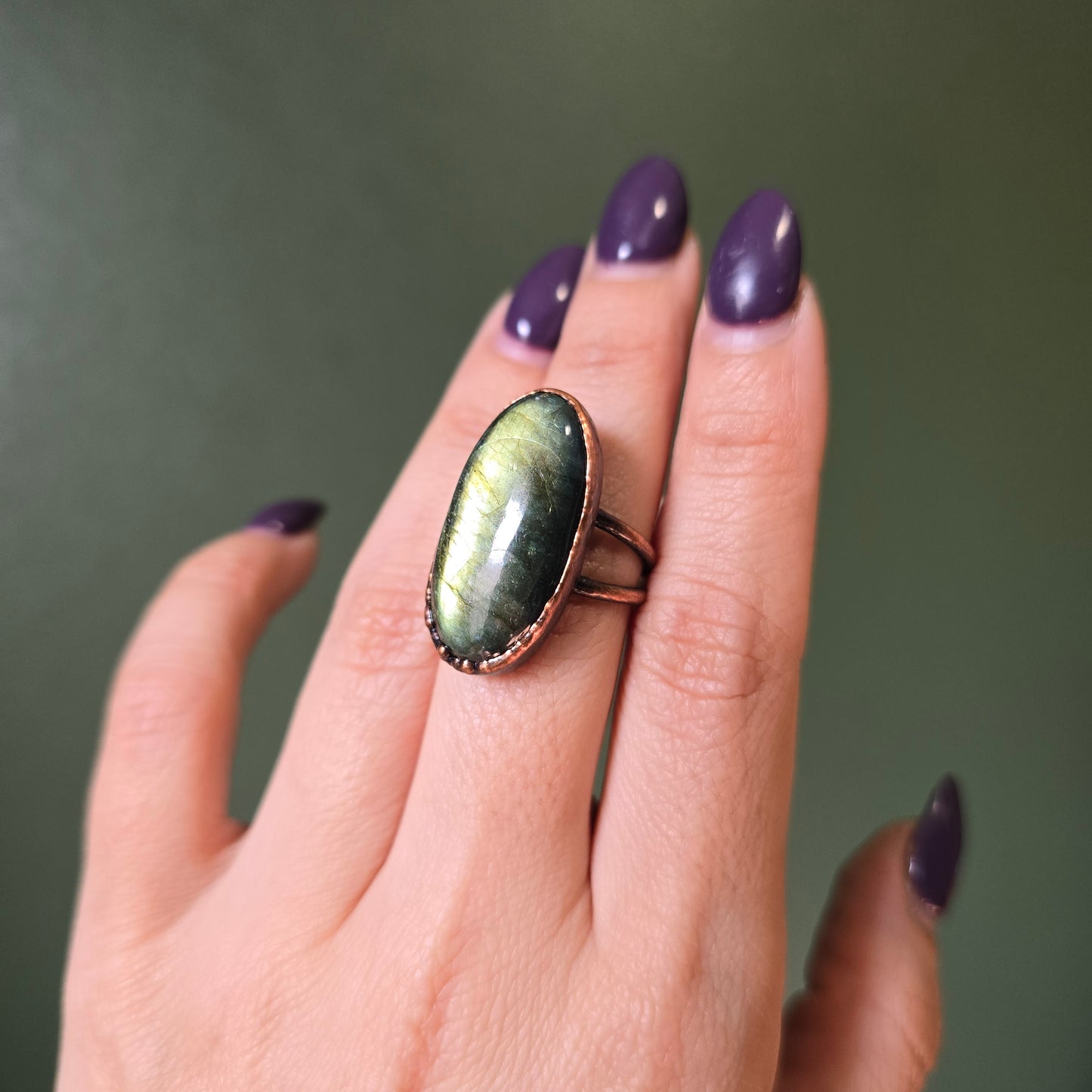 Green Labradorite Ring