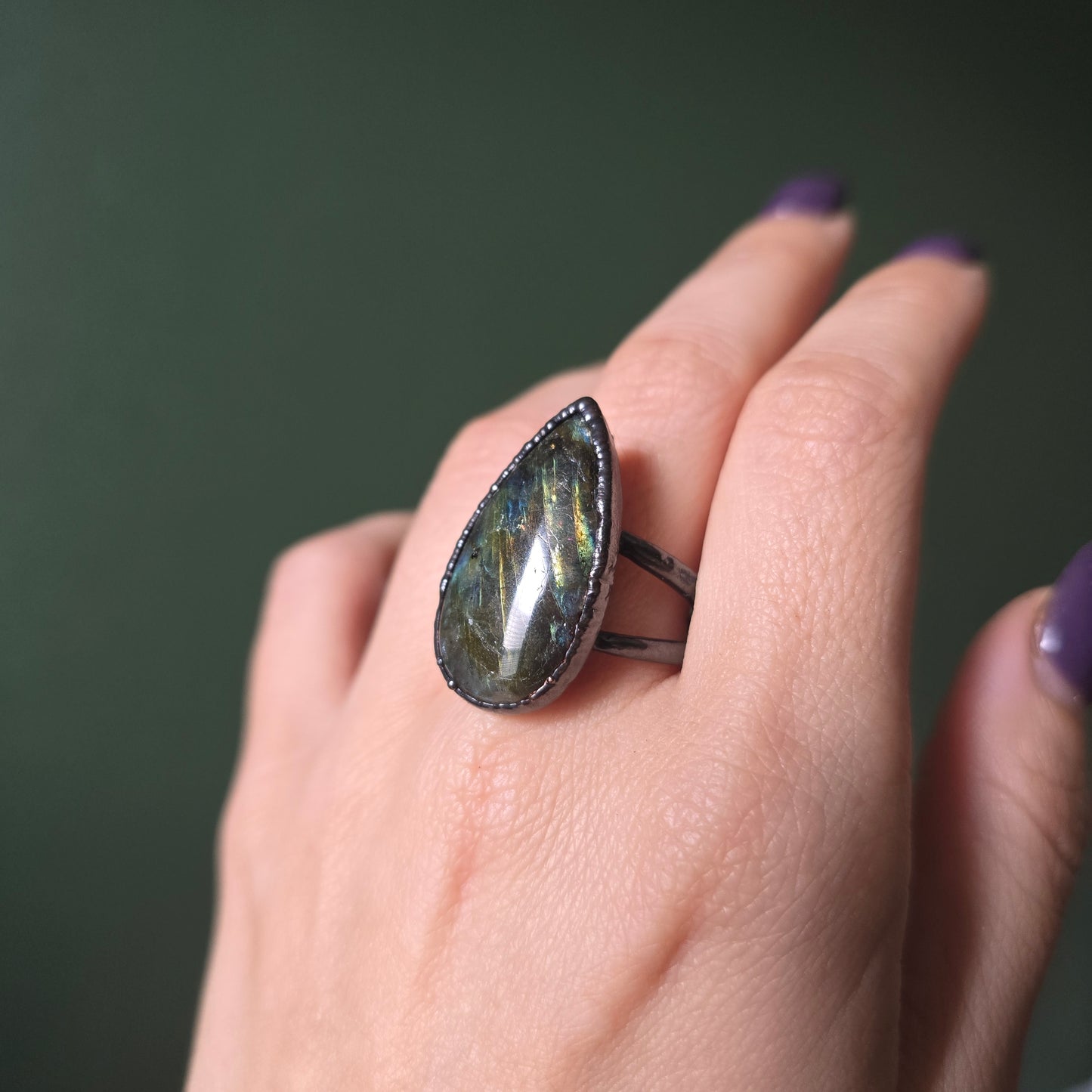 Multicolored Labradorite Ring