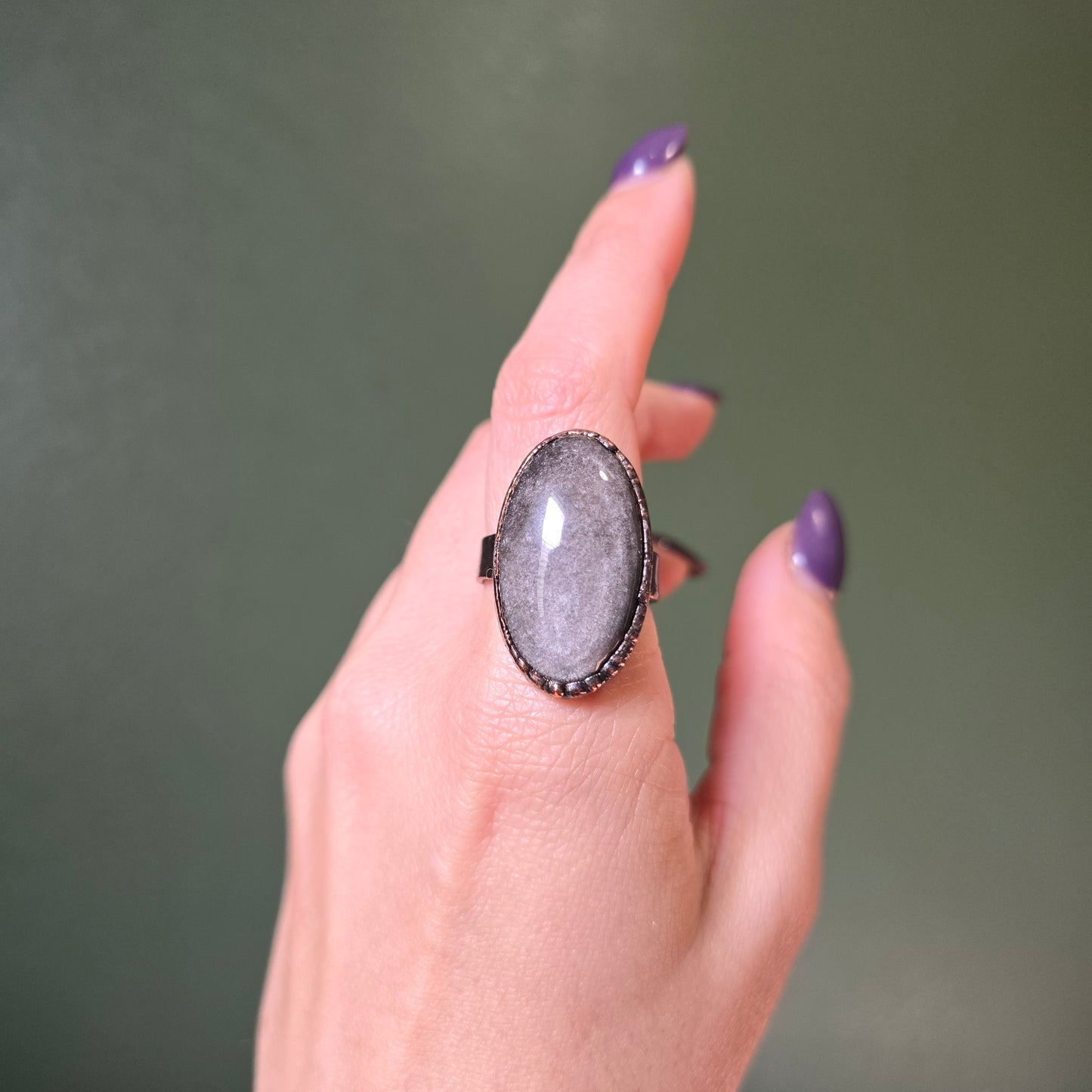Silversheen Obsidian Ring