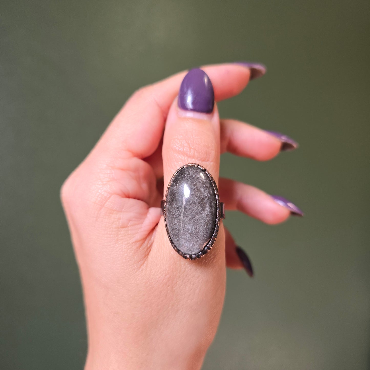 Silversheen Obsidian Ring