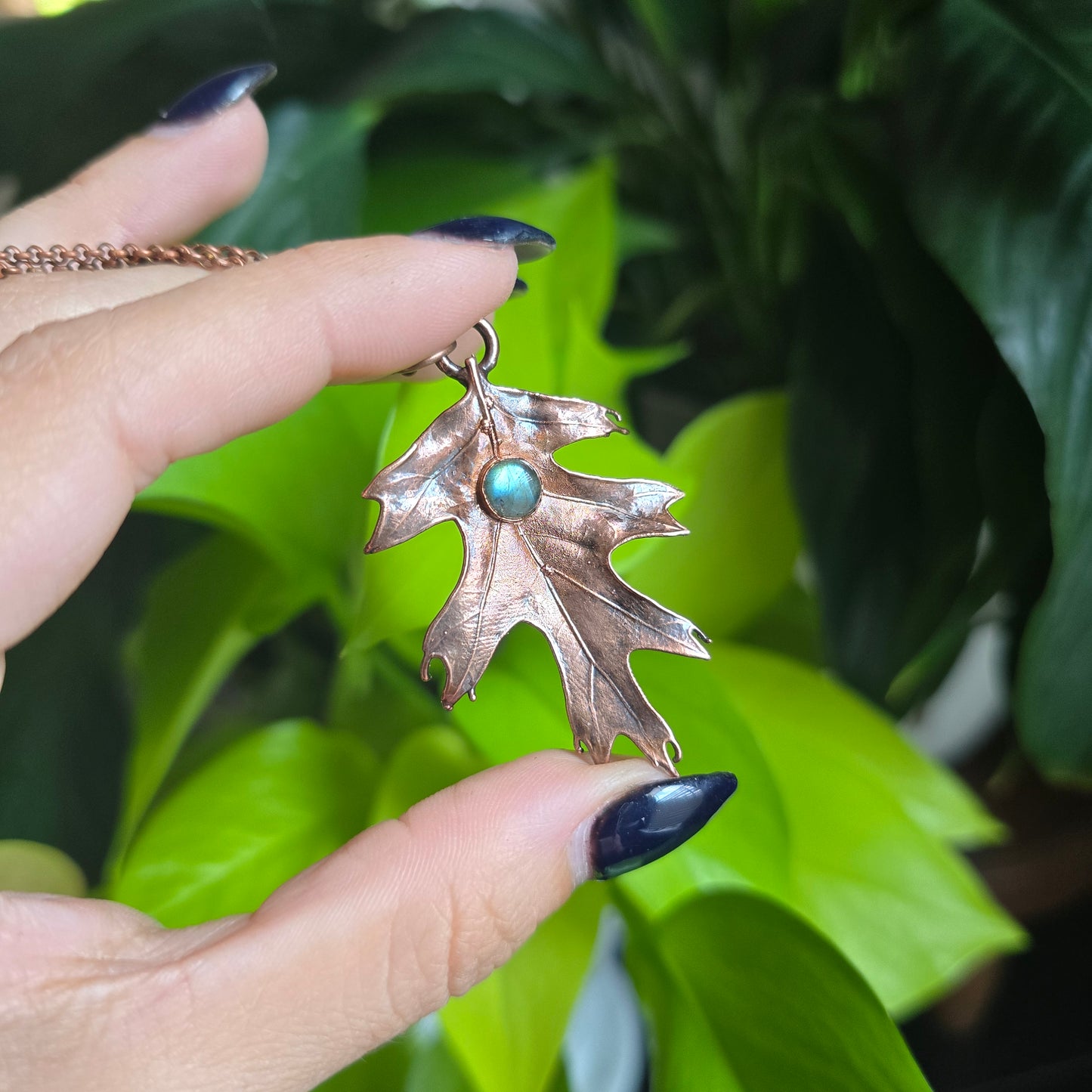 Labradorite & Real Leaf Necklaces - From the Garden II