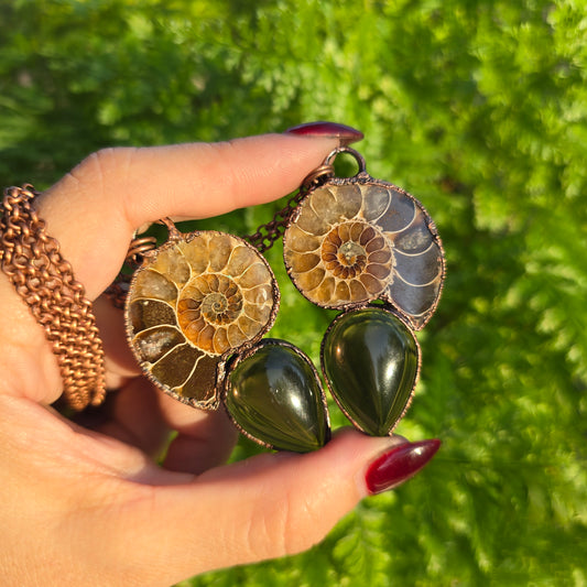 Ammonite & Smokey Quartz Necklaces