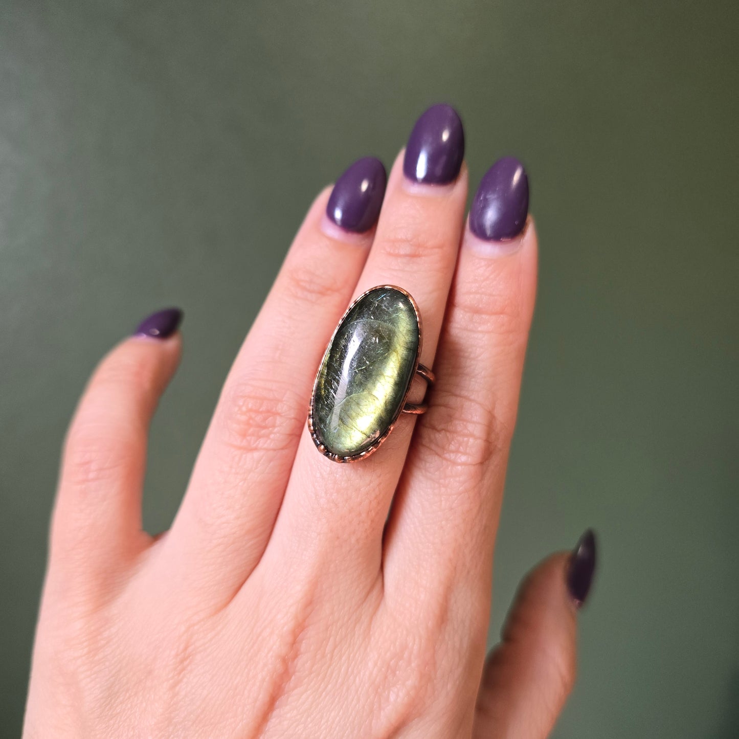 Green Labradorite Ring