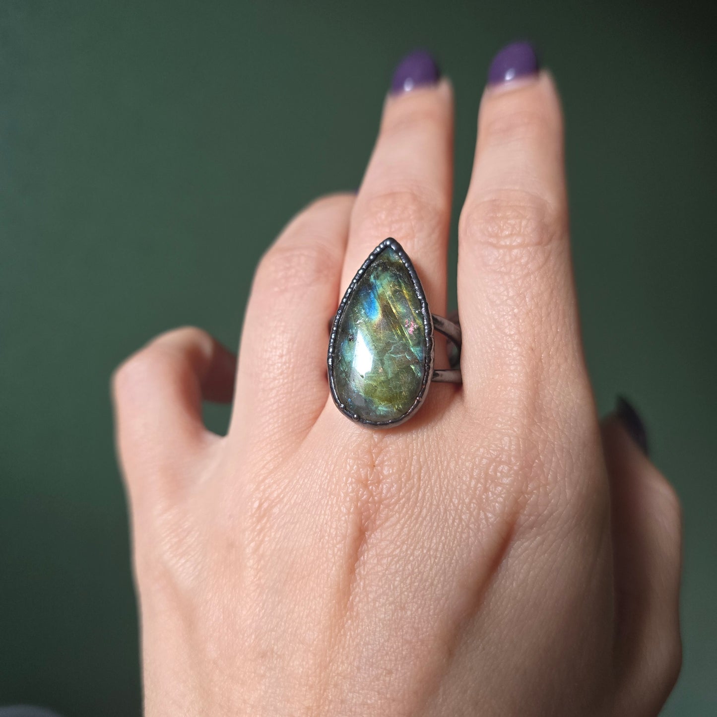 Multicolored Labradorite Ring