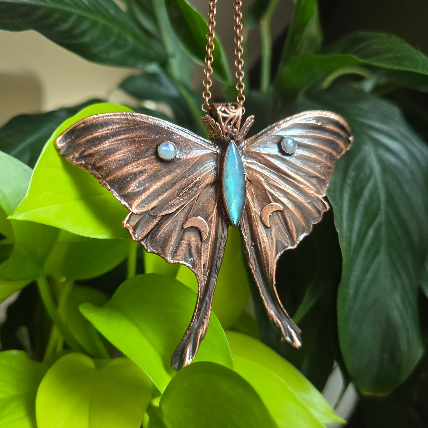 Real Electroformed Luna Moth - From the Garden