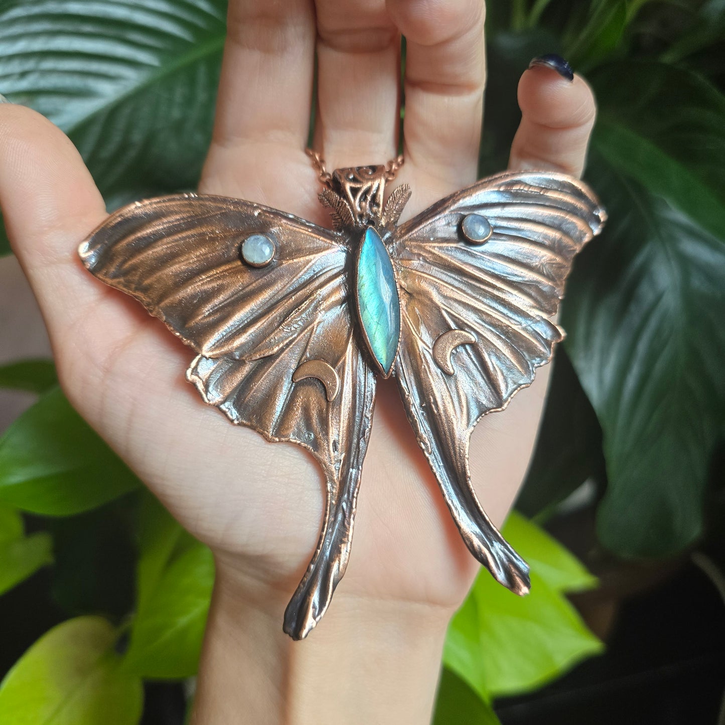 Real Electroformed Luna Moth - From the Garden