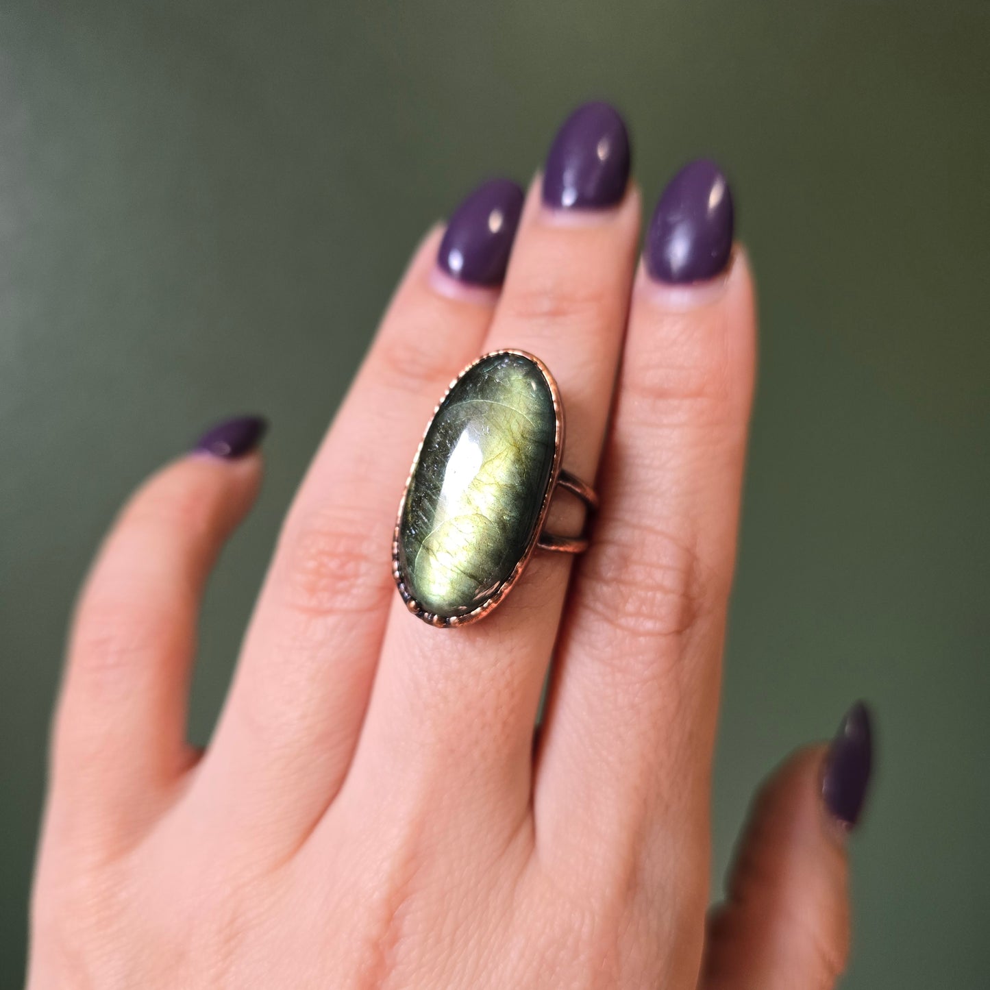 Green Labradorite Ring