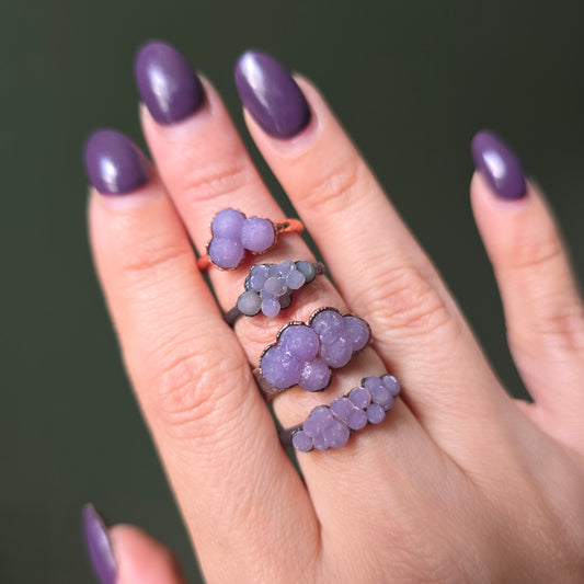 Grape Agate Cluster Rings