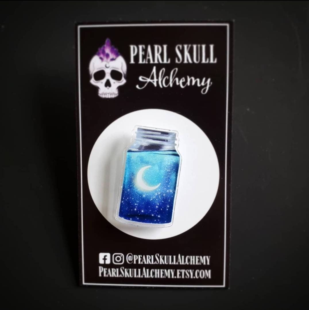 Moon and Stars Acrylic Pin