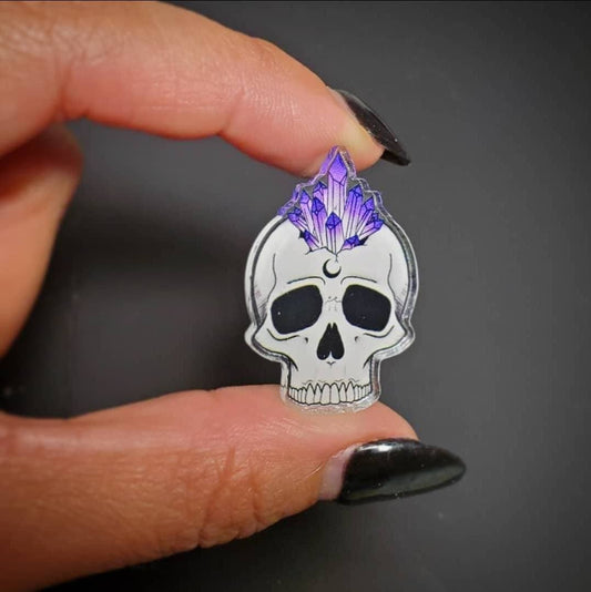 Amethyst Skull Acrylic Pin