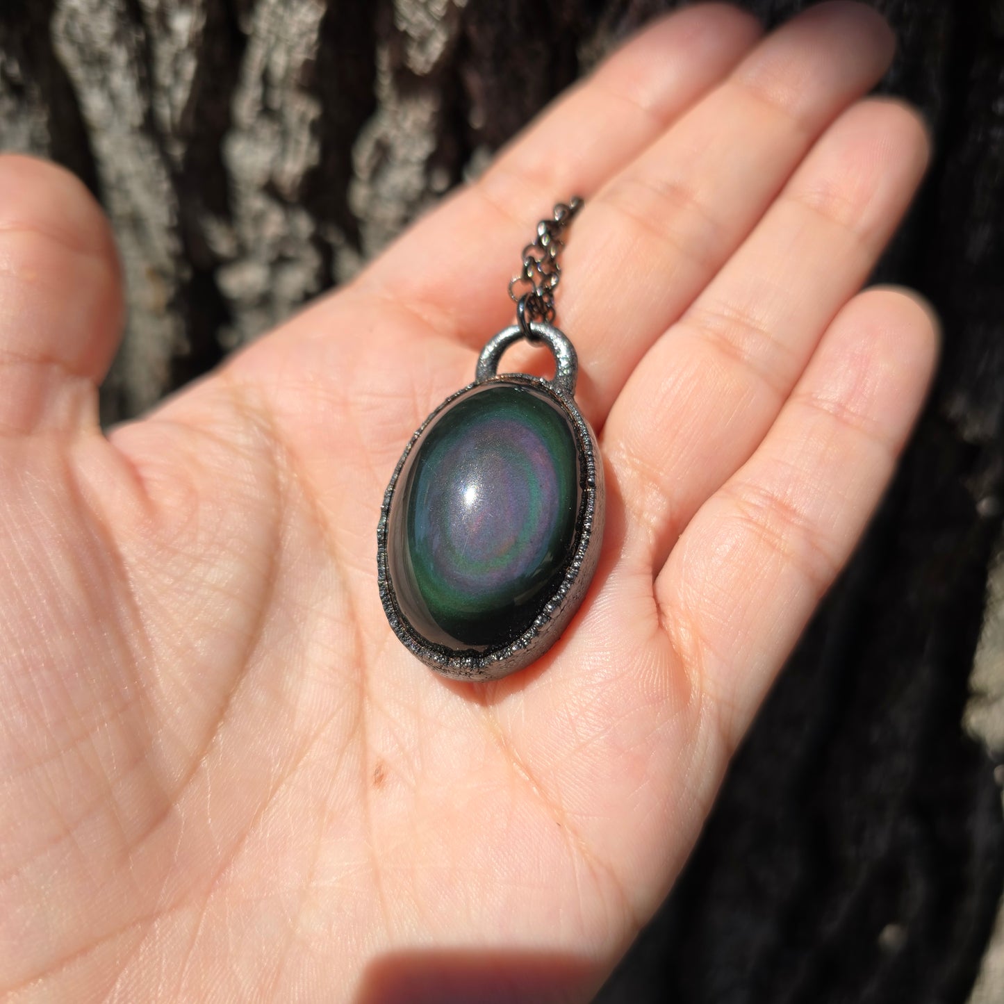 BLACK LAGOON - Rainbow Obsidian Necklace