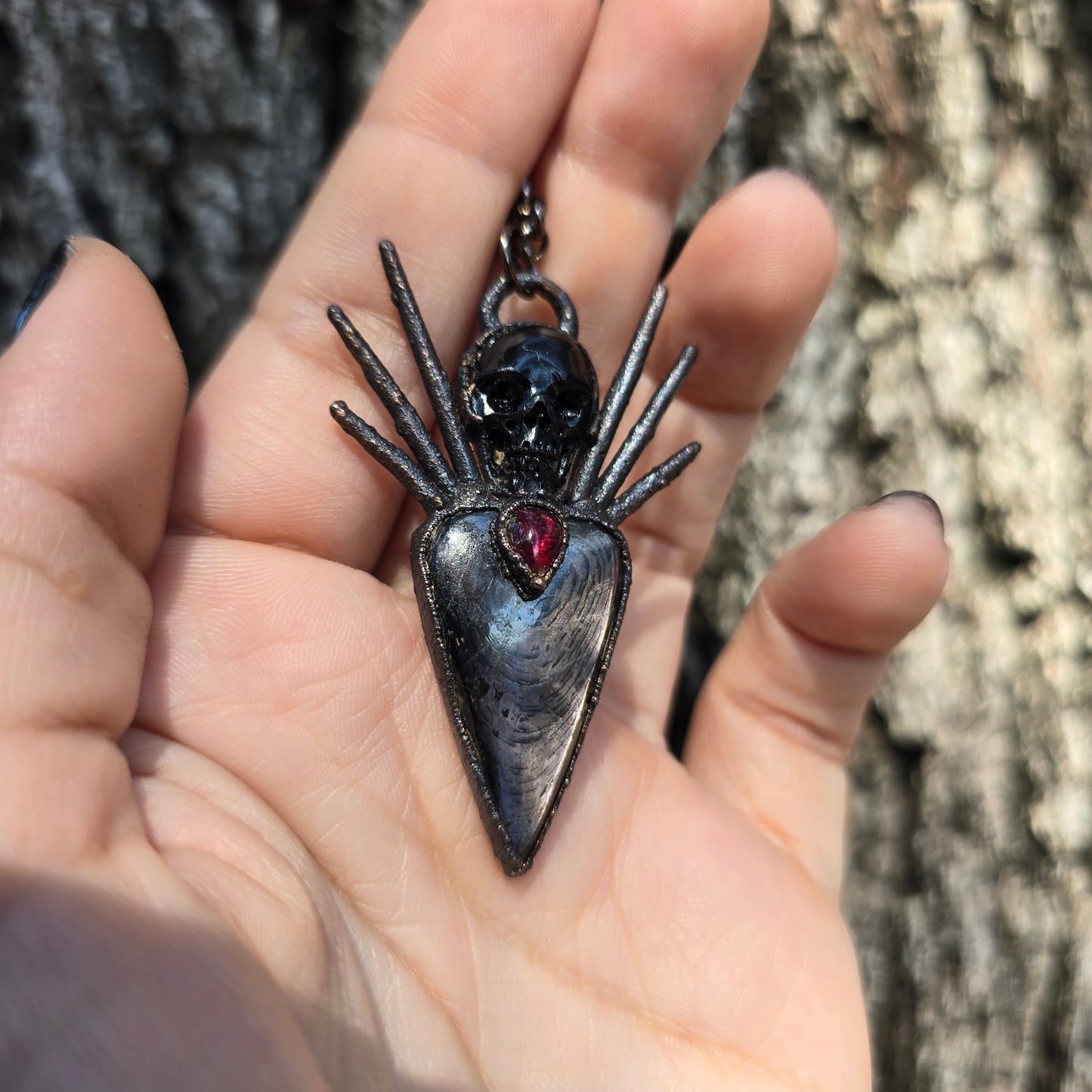 GRIMM - Hypersthene and Garnet Necklace