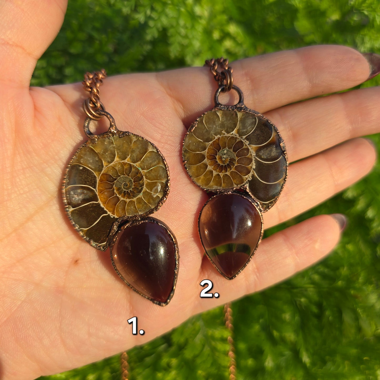 Ammonite & Smokey Quartz Necklaces