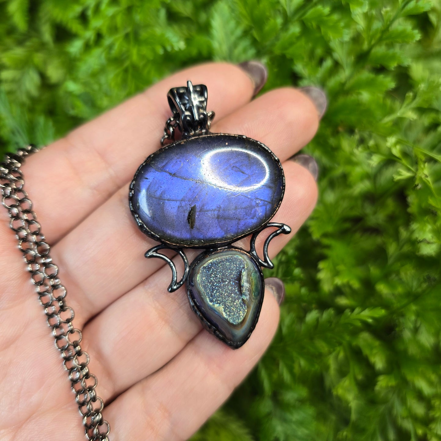 Purple Labradorite & Aura Druzy Agate