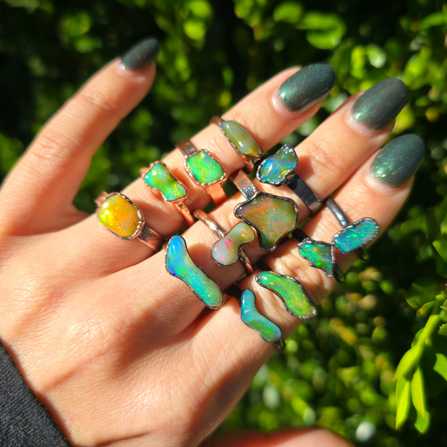 Opal Electroformed Rings