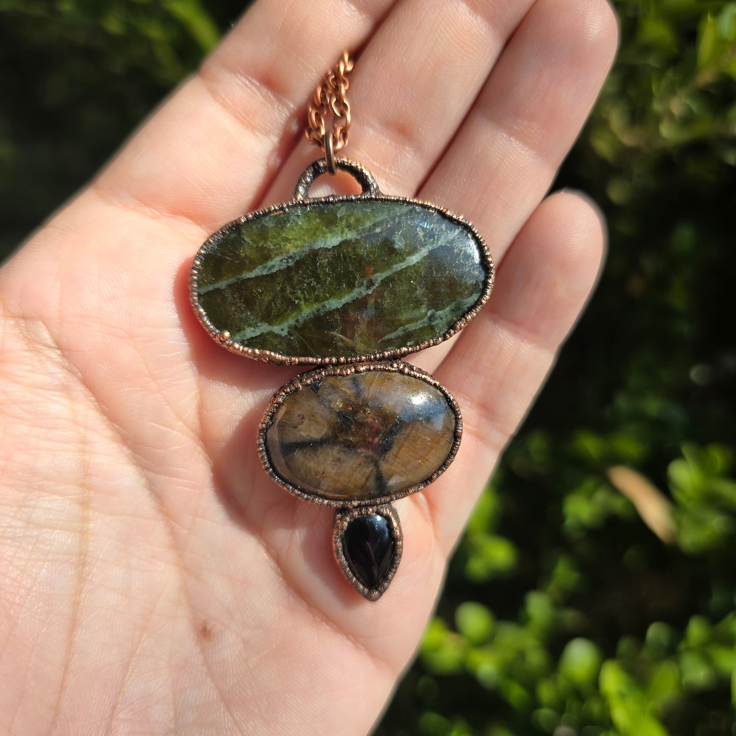 GOBLIN- Serpentine, Chiastolite, & Onyx Necklace