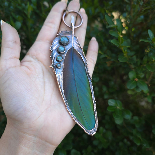 REAL Electroformed Feather - Labradorite