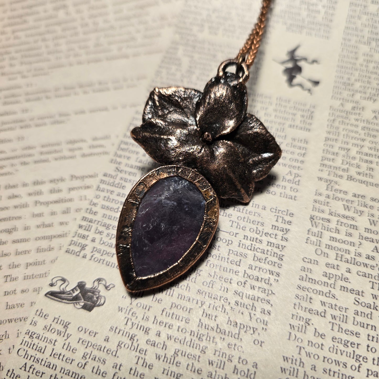 Electroformed Orchid Necklace - Lepidolite