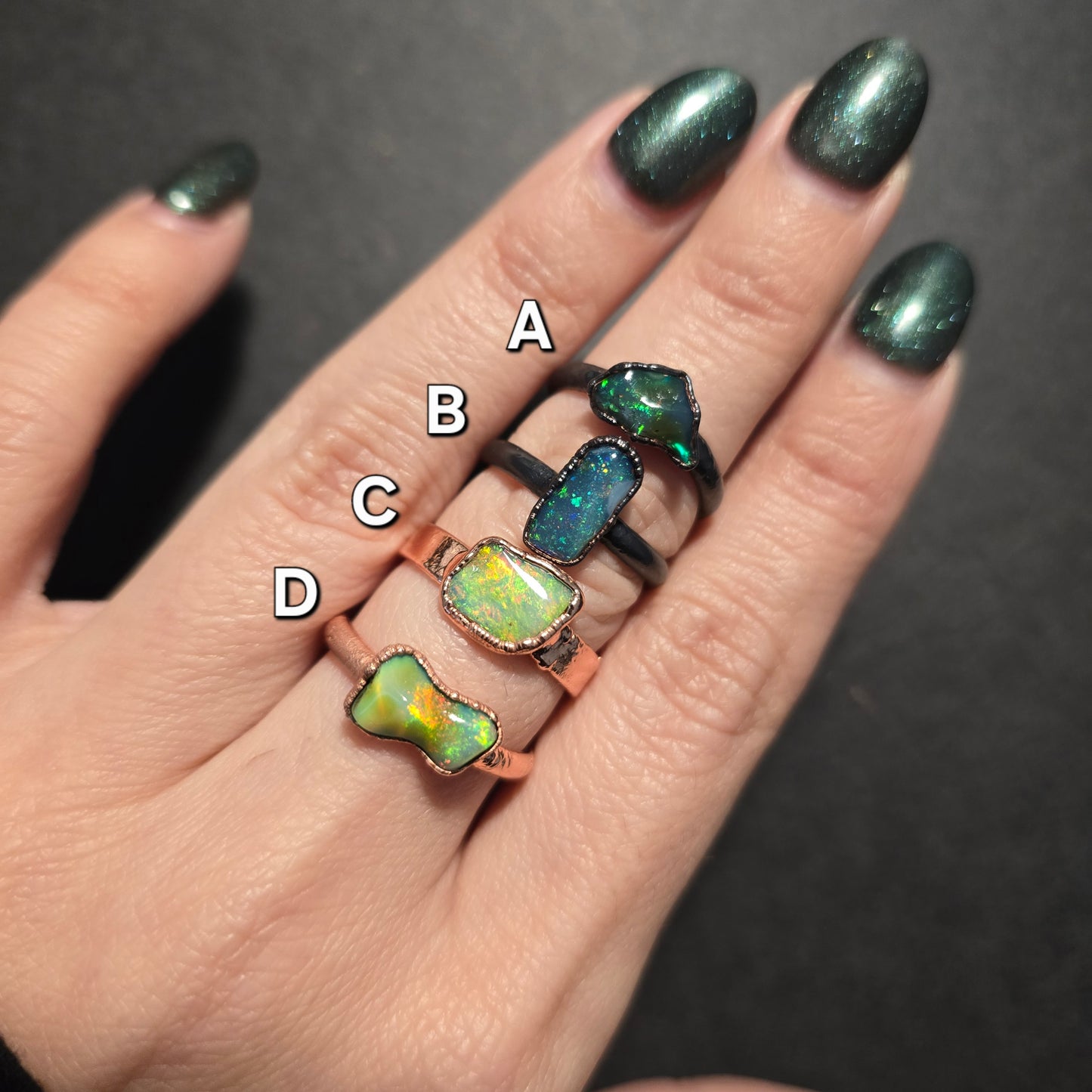 Opal Electroformed Rings