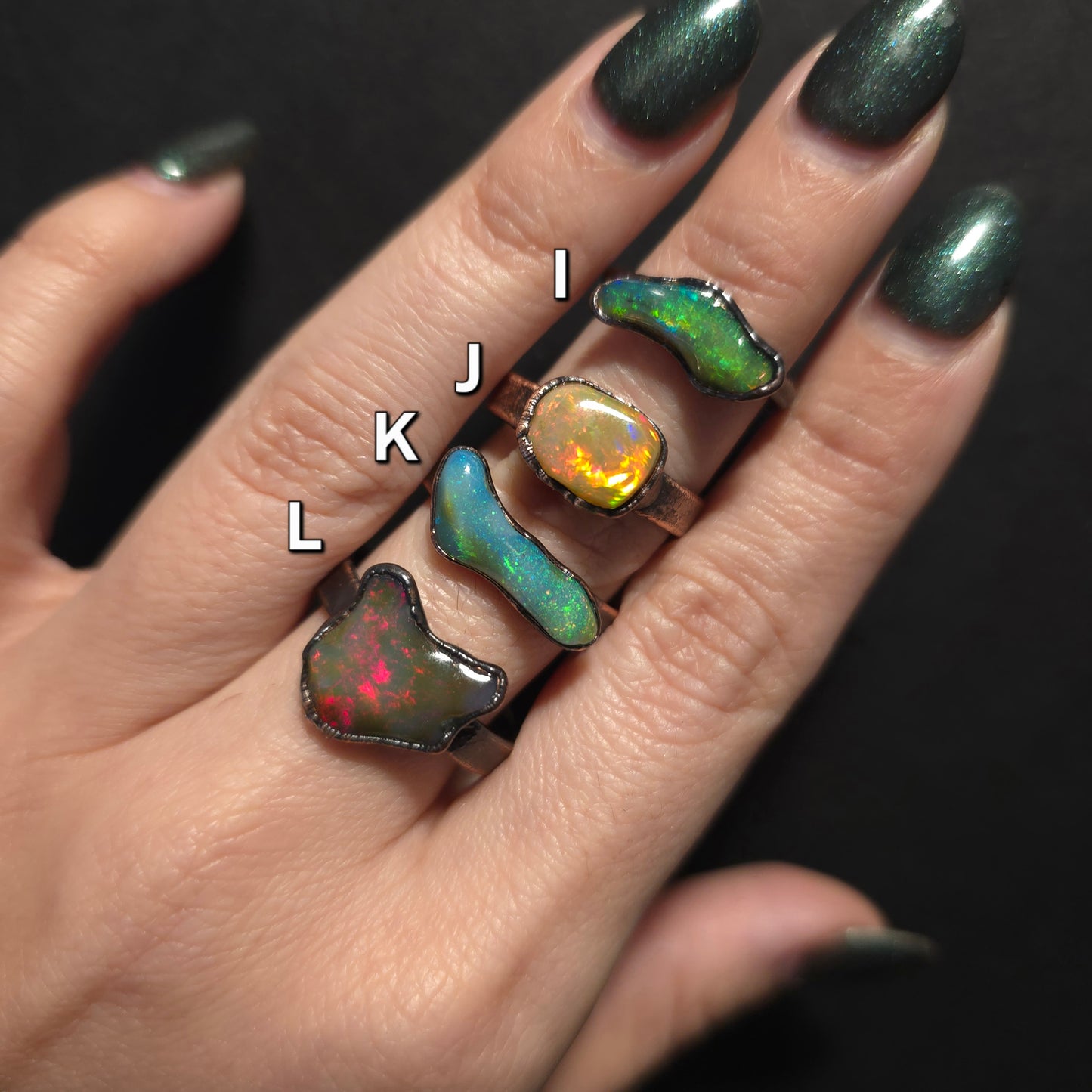 Opal Electroformed Rings