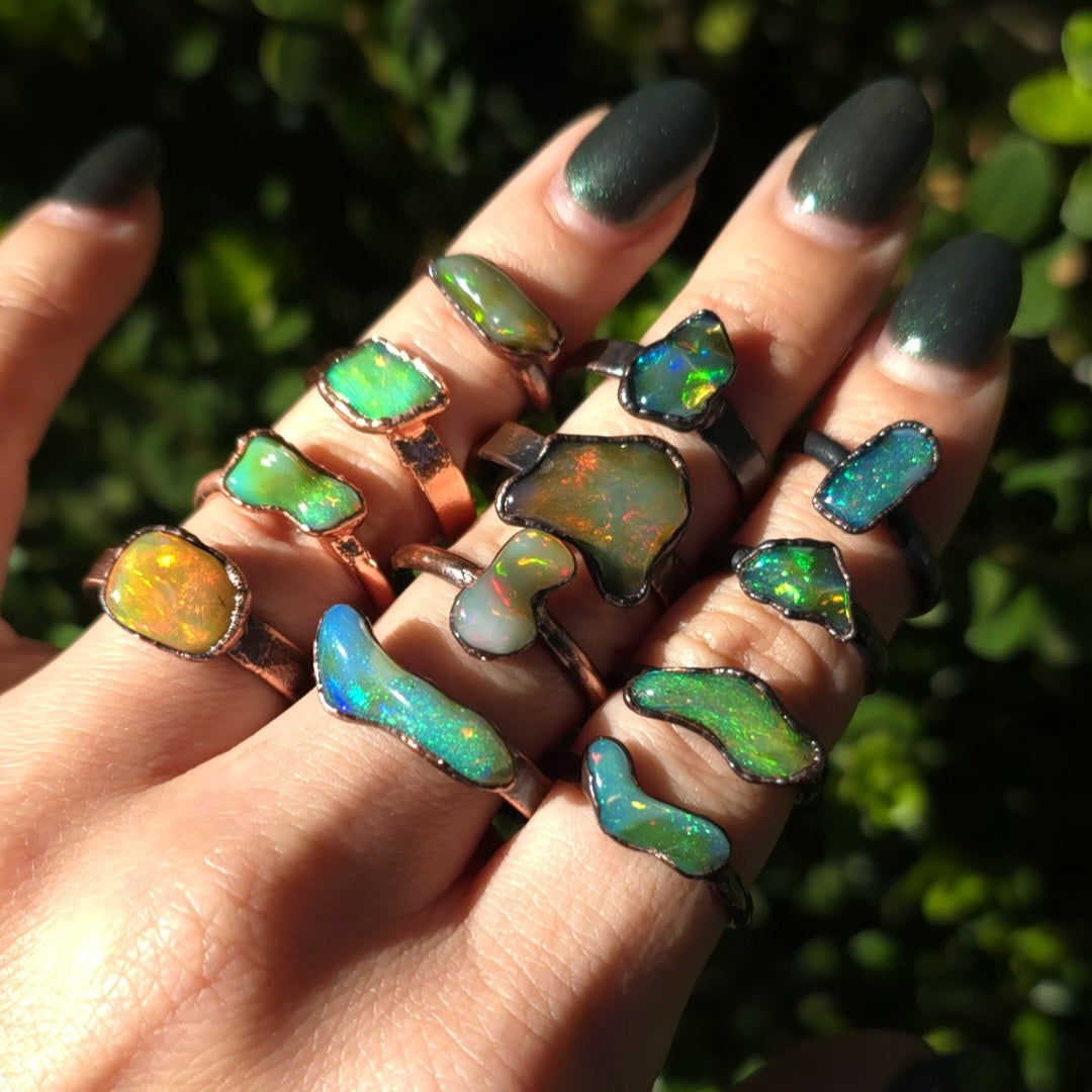 Opal Electroformed Rings