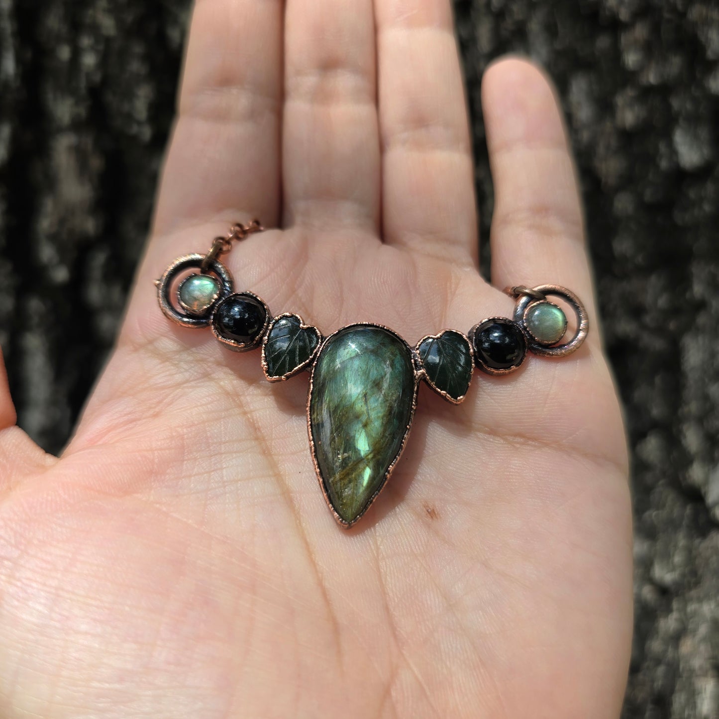 Labradorite, Jade, & Onyx Necklace