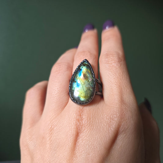 Multicolored Labradorite Ring