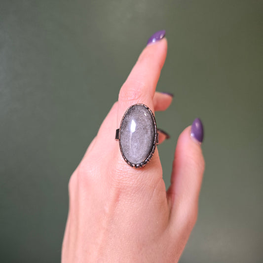 Silversheen Obsidian Ring