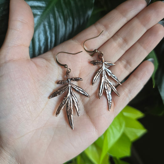 Real Mugwort Leaf Earrings - From the Garden II