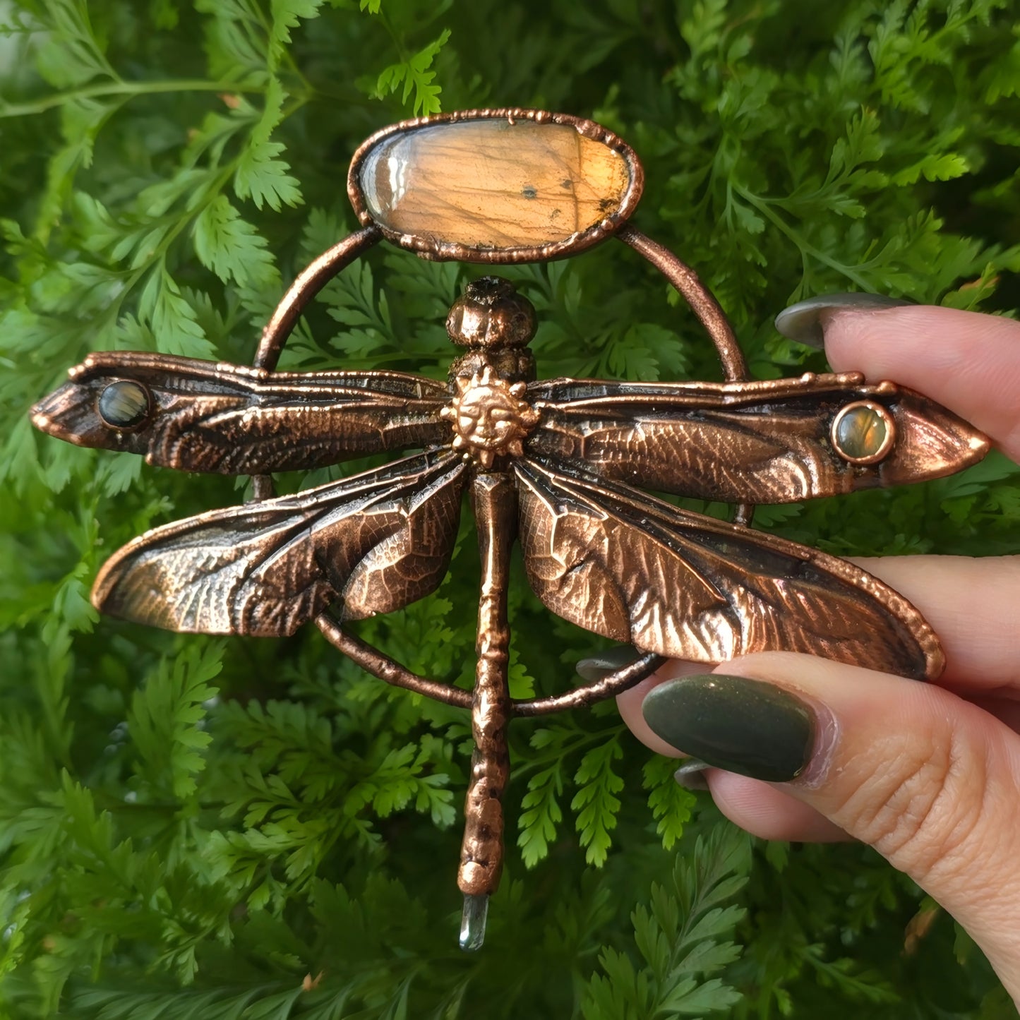 Fire Collection - REAL Electroformed Dragonfly & Labradorite