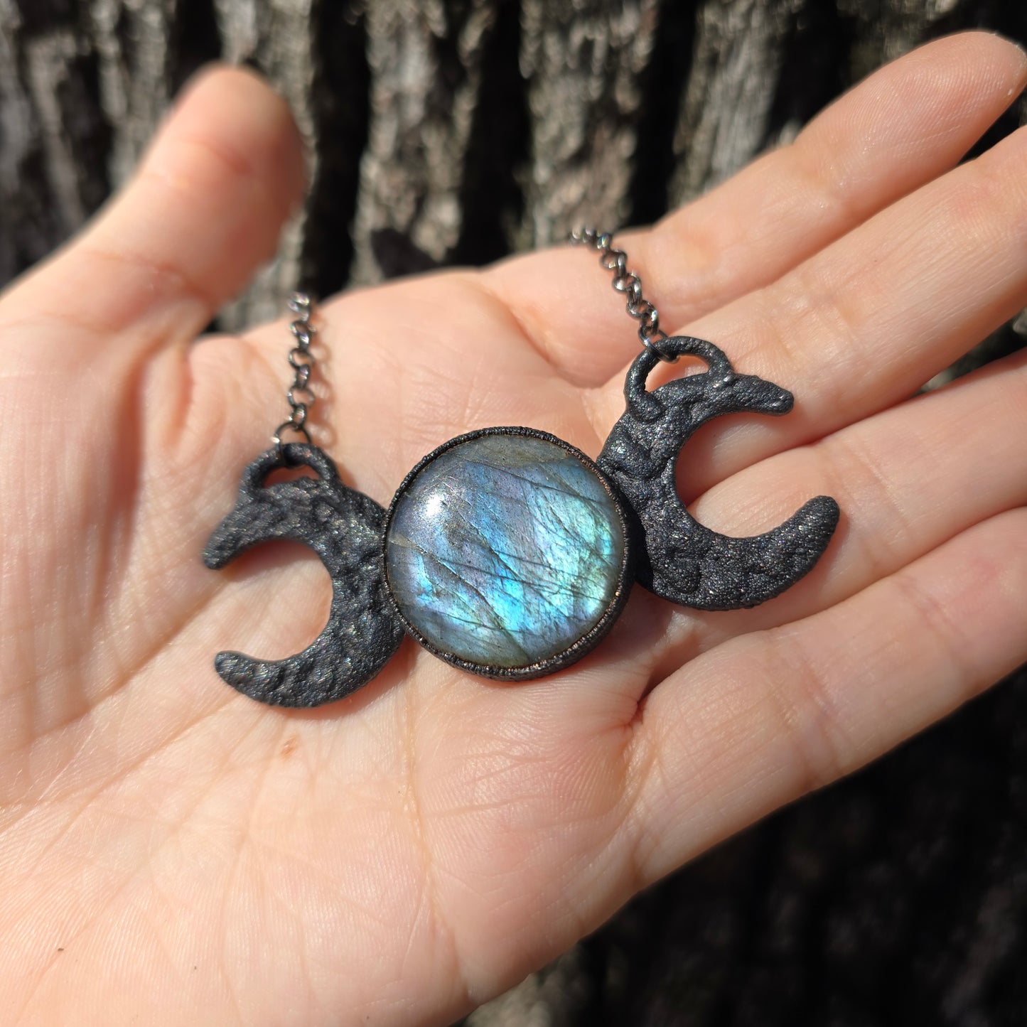 MOON - Labradorite Triple Moon Necklace