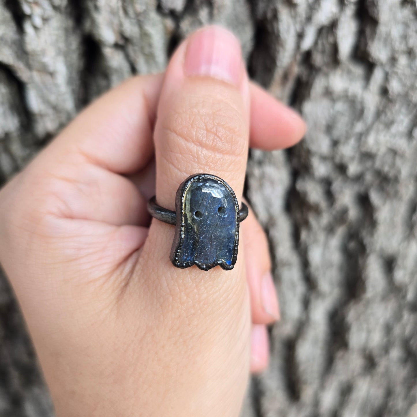 GHOST - Carved Labradorite Ring