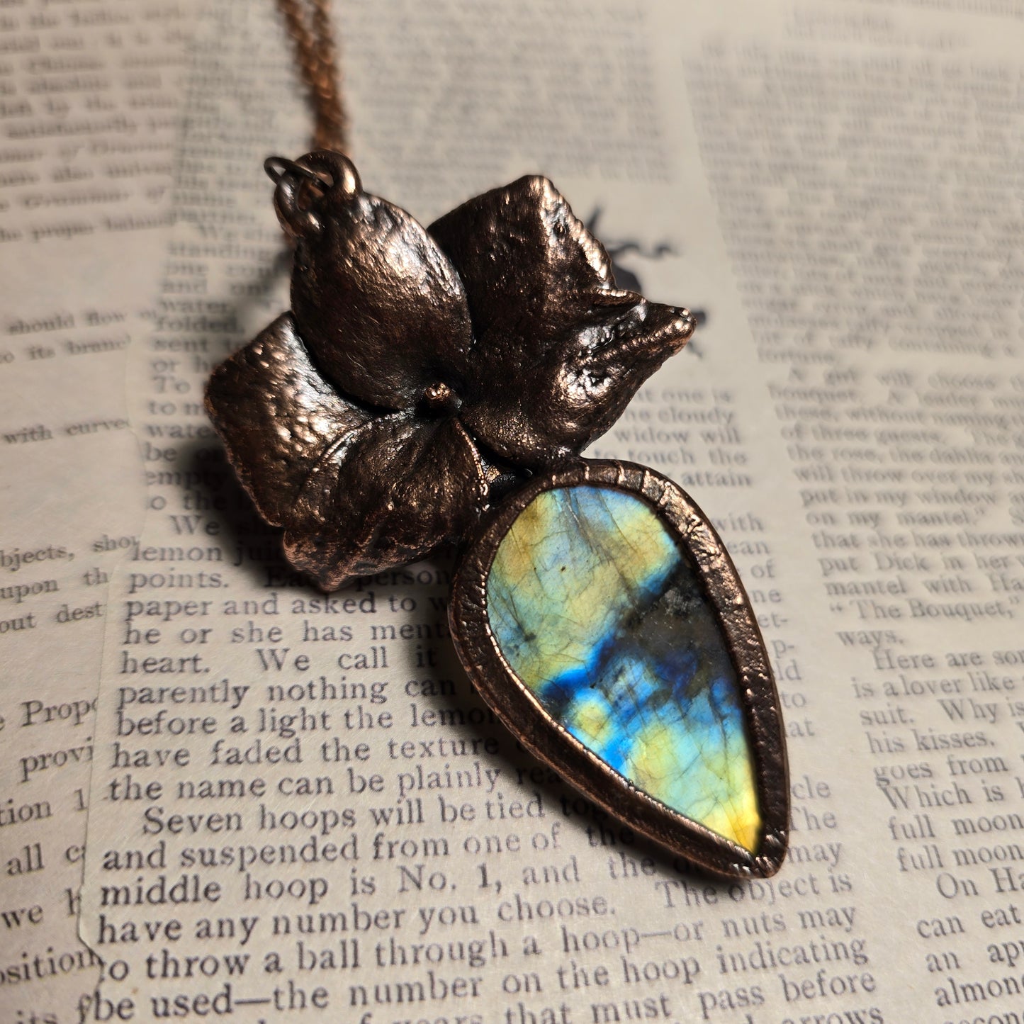 Electroformed Orchid Necklace - Labradorite