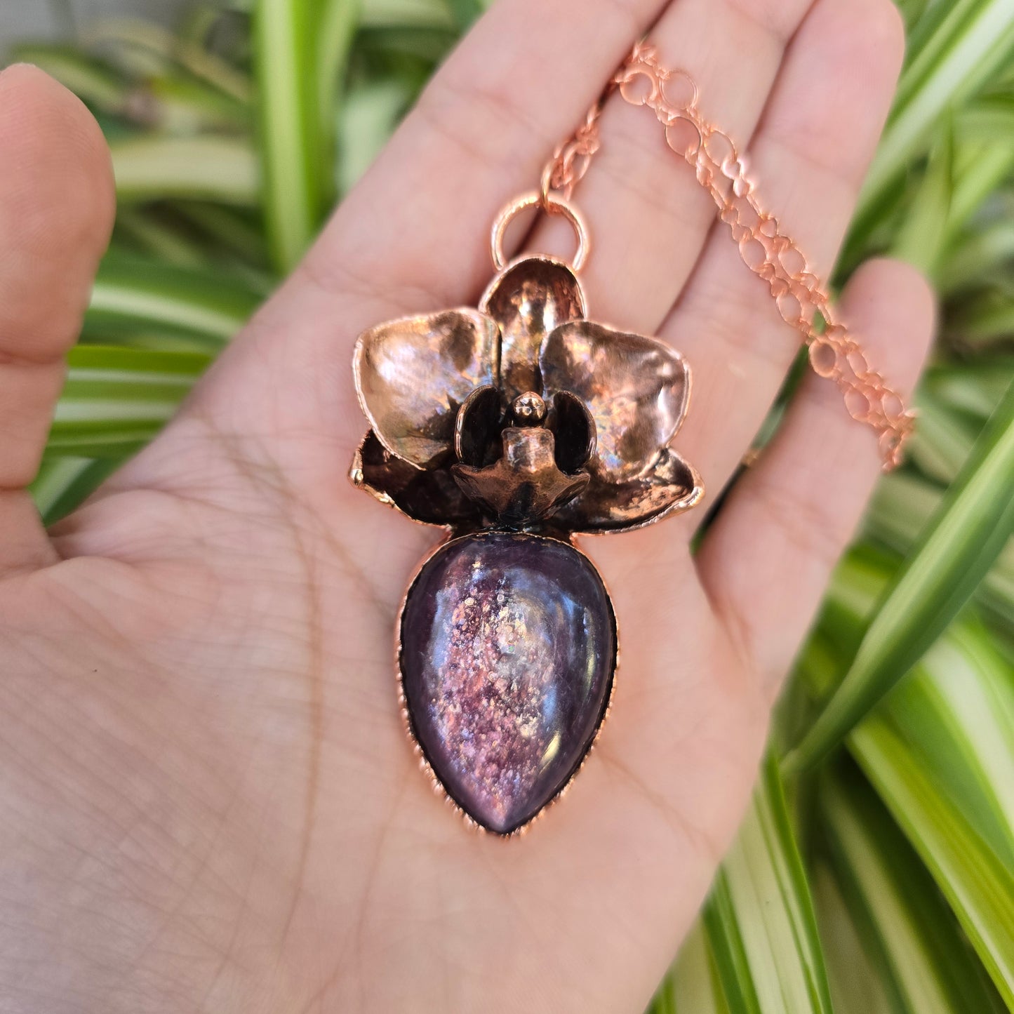 BOTANICAL BEAST- REAL Electroformed Orchid Necklace