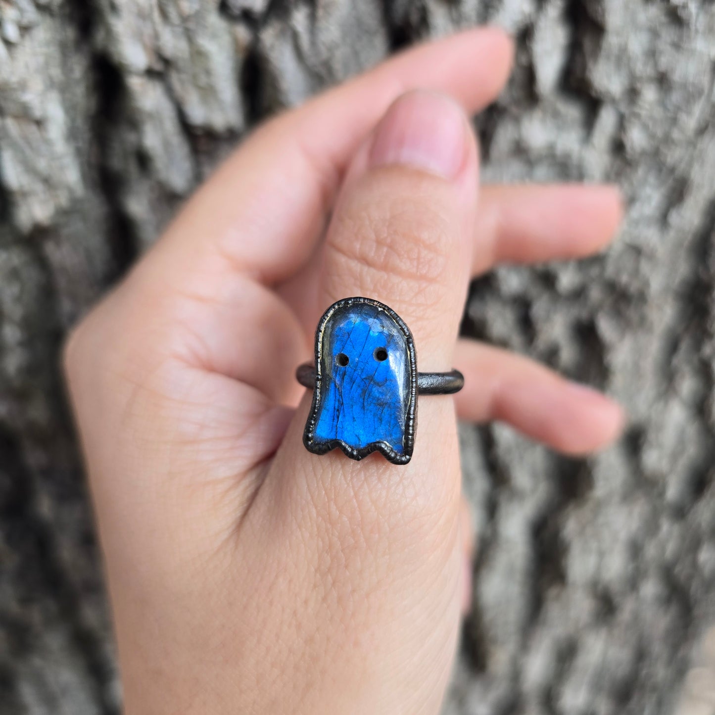 GHOST - Carved Labradorite Ring