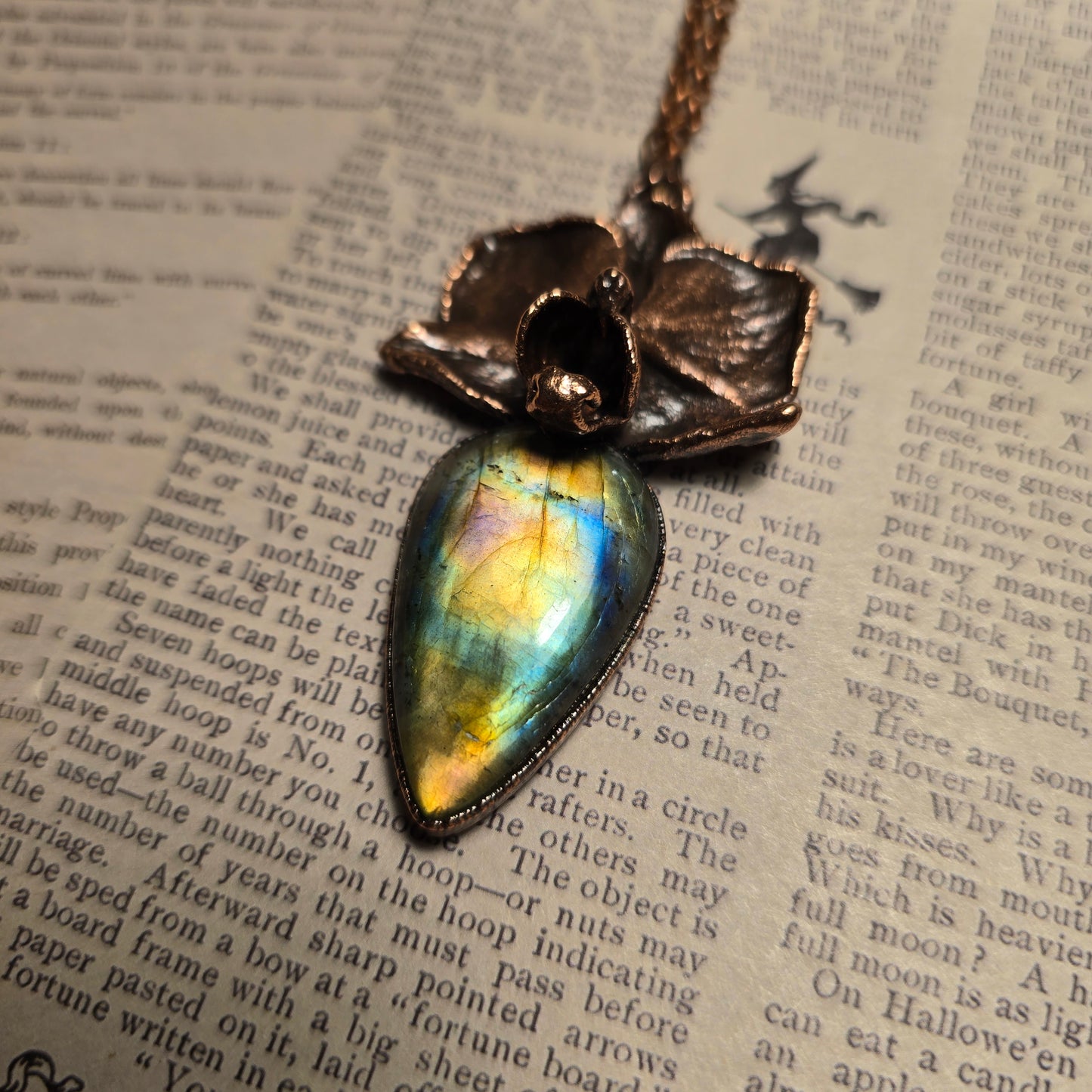 Electroformed Orchid Necklace - Labradorite