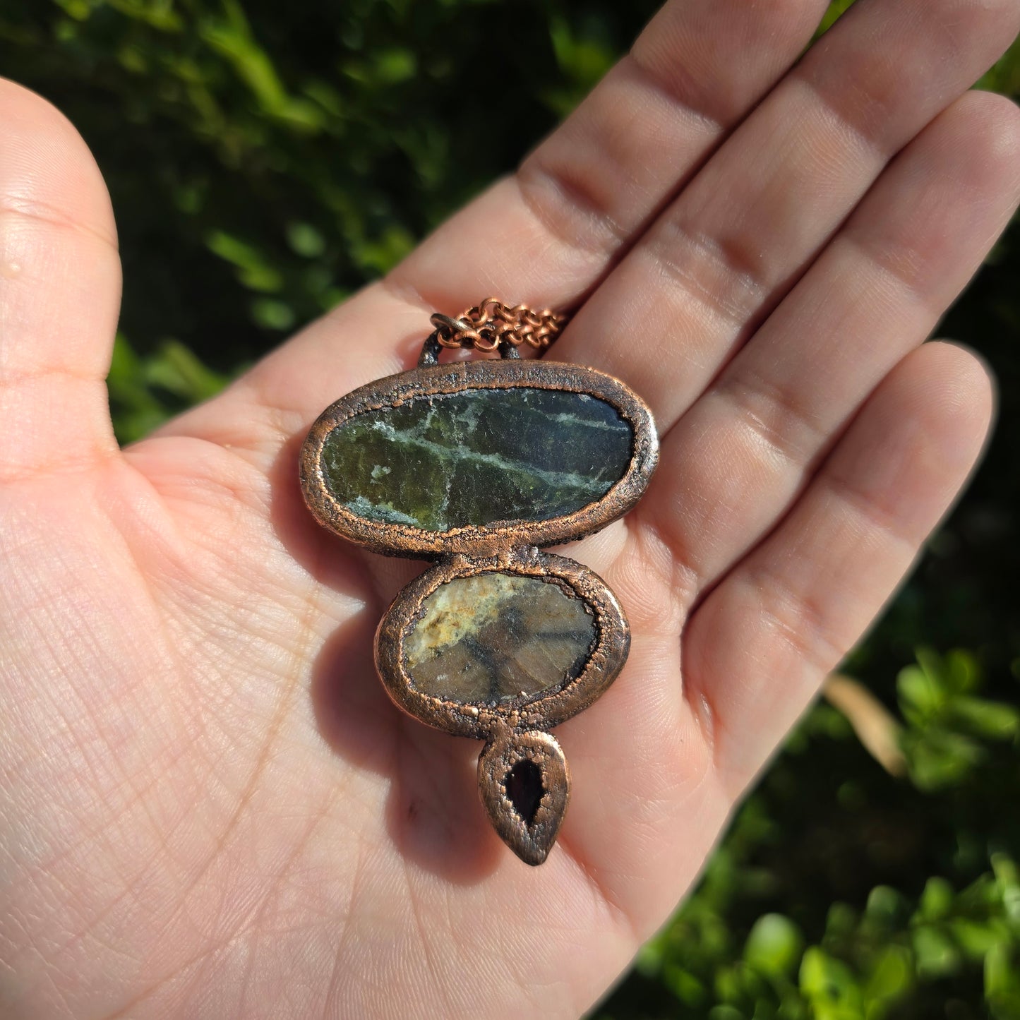 GOBLIN- Serpentine, Chiastolite, & Onyx Necklace