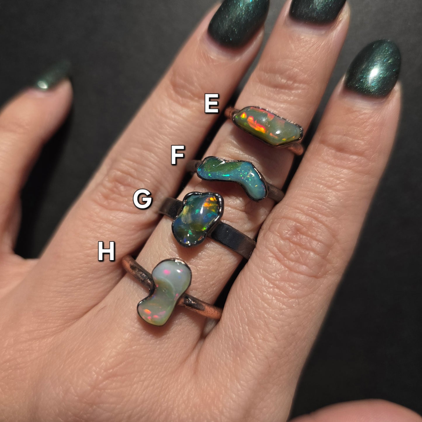 Opal Electroformed Rings